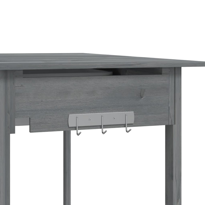 vidaXL Potting Table with Sink, Solid Fir Wood, 147.5x44x139.5 cm, Grey - Image 9 of 11