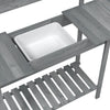 vidaXL Potting Table with Sink, Solid Fir Wood, 147.5x44x139.5 cm, Grey - Image 10 of 11