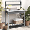vidaXL Potting Table with Sink, Solid Fir Wood, 147.5x44x139.5 cm, Grey - Image 1 of 11
