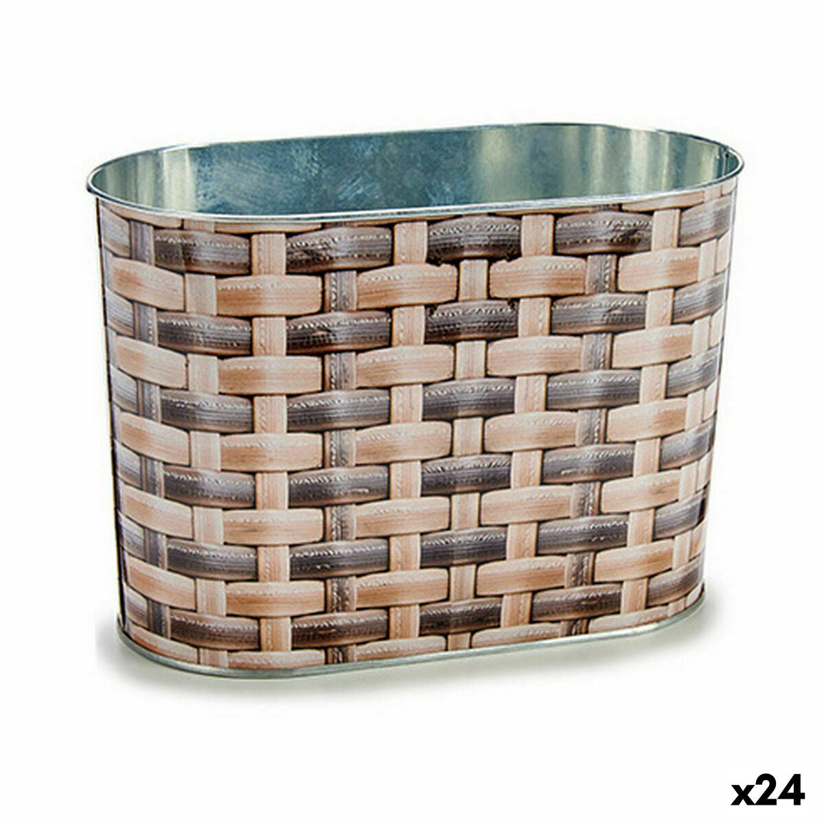Ibergarden Vaso Ovale in Metallo e Vimini 12,7 x 15 x 23,5 cm (Confezione da 24) - Image 1 of 2