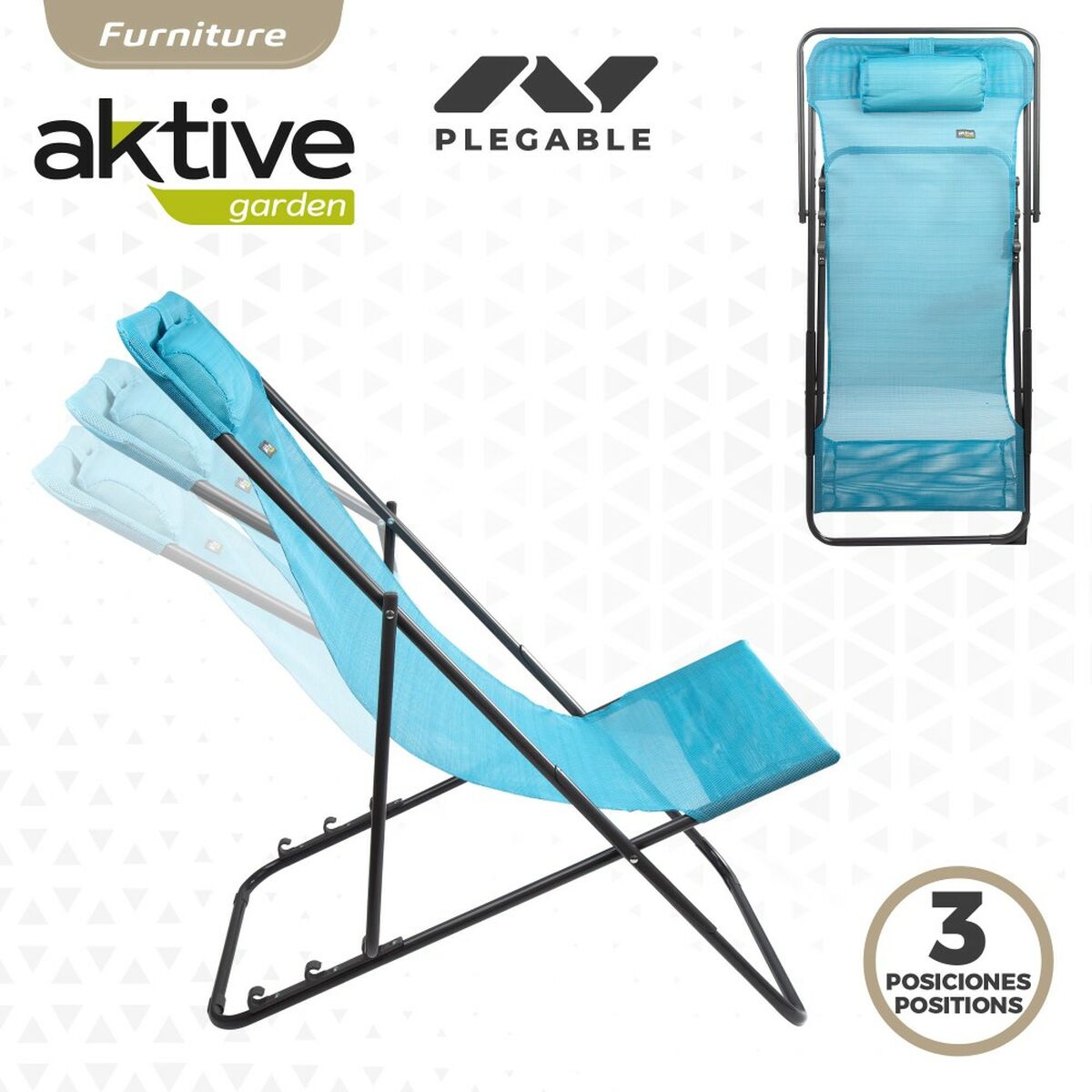 Tumbona reclinable Aktive Azul 53 x 87 x 78 cm (4 Unidades) - Image 2 of 7