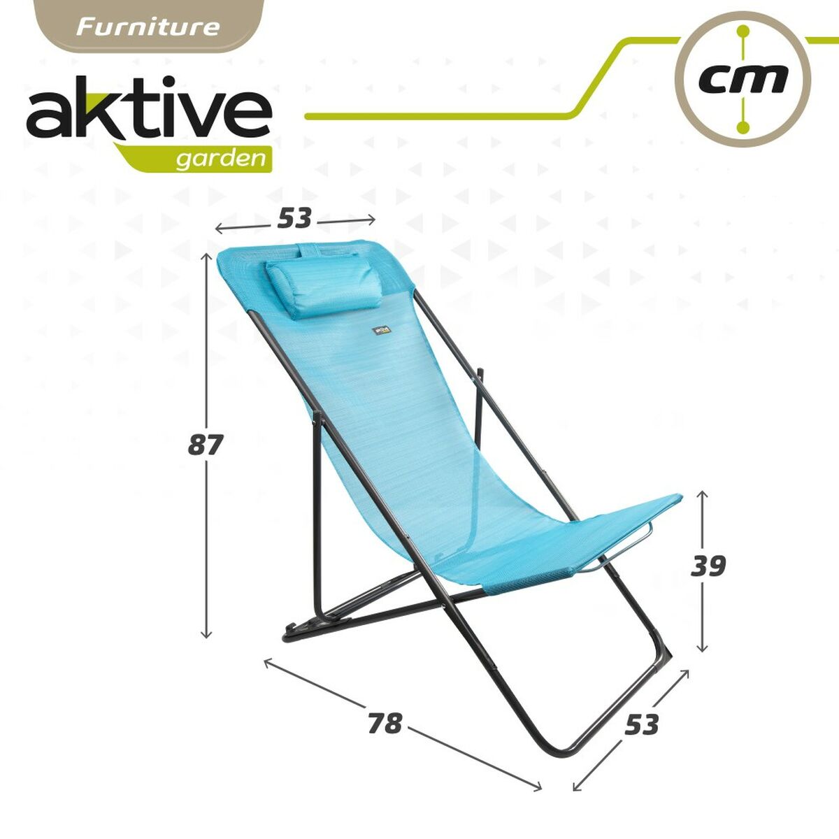 Tumbona reclinable Aktive Azul 53 x 87 x 78 cm (4 Unidades) - Image 3 of 7