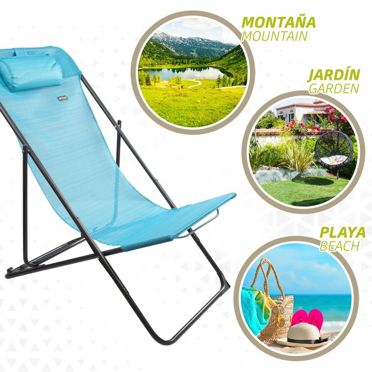 Tumbona reclinable Aktive Azul 53 x 87 x 78 cm (4 Unidades) - Image 4 of 7