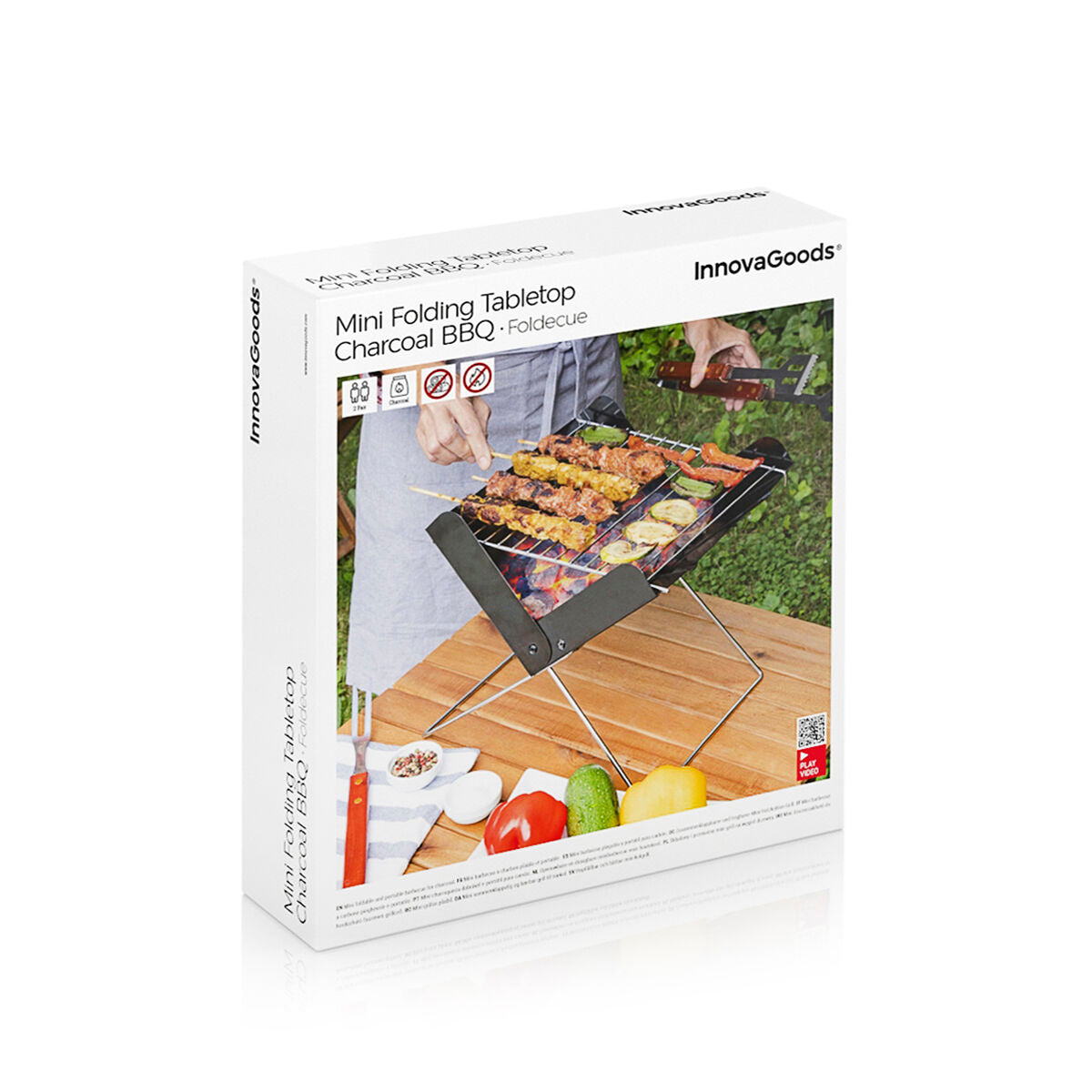 InnovaGoods Mini Barbecue a Carbone Pieghevole in Acciaio 31 x 28 x 30 cm Nero - Image 6 of 8