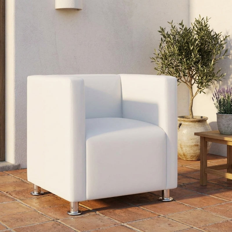 Poltrona a Pozzetto in Similpelle 71×54×69 cm Bianca - Image 1 of 11